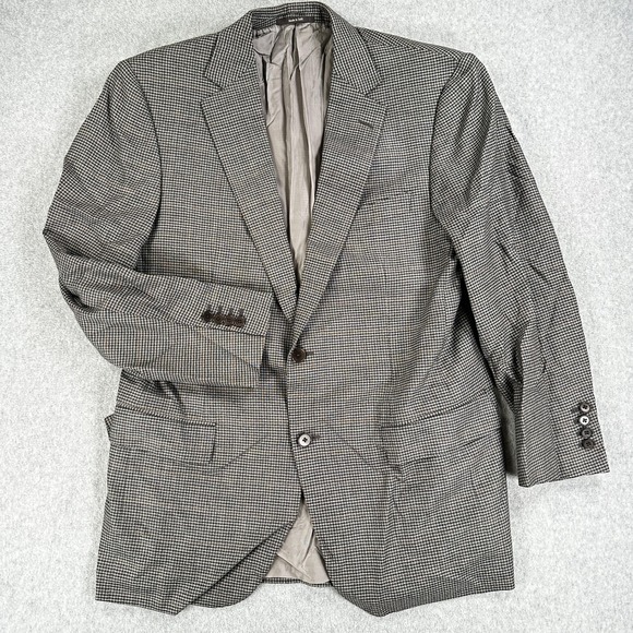 Ermenegildo Zegna Blazer Sport Coat Mens 52 Gray Check Wool Saks Two Button